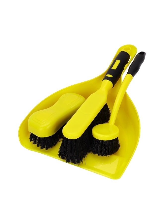 Royalford Cleaning Brush Set | Includes Dust Pan, Floor, Hard Floors and Sink Brushes, Durable Split Bristles, Comfortable Grip, Multi-Purpose Tool | Ideal for Home | Multicolour | RF13045 - Image 1
